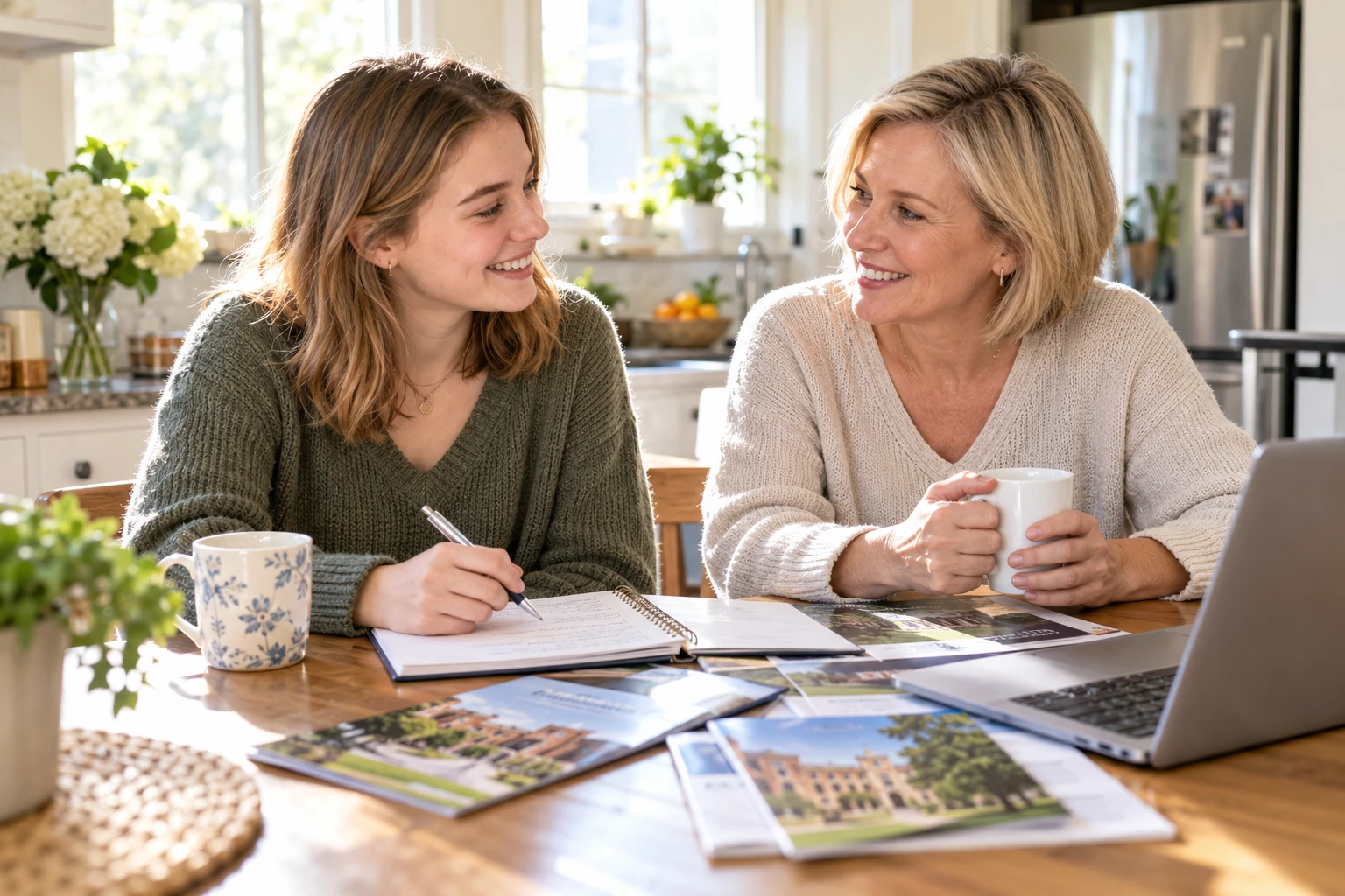 Student and mother discussing university plans