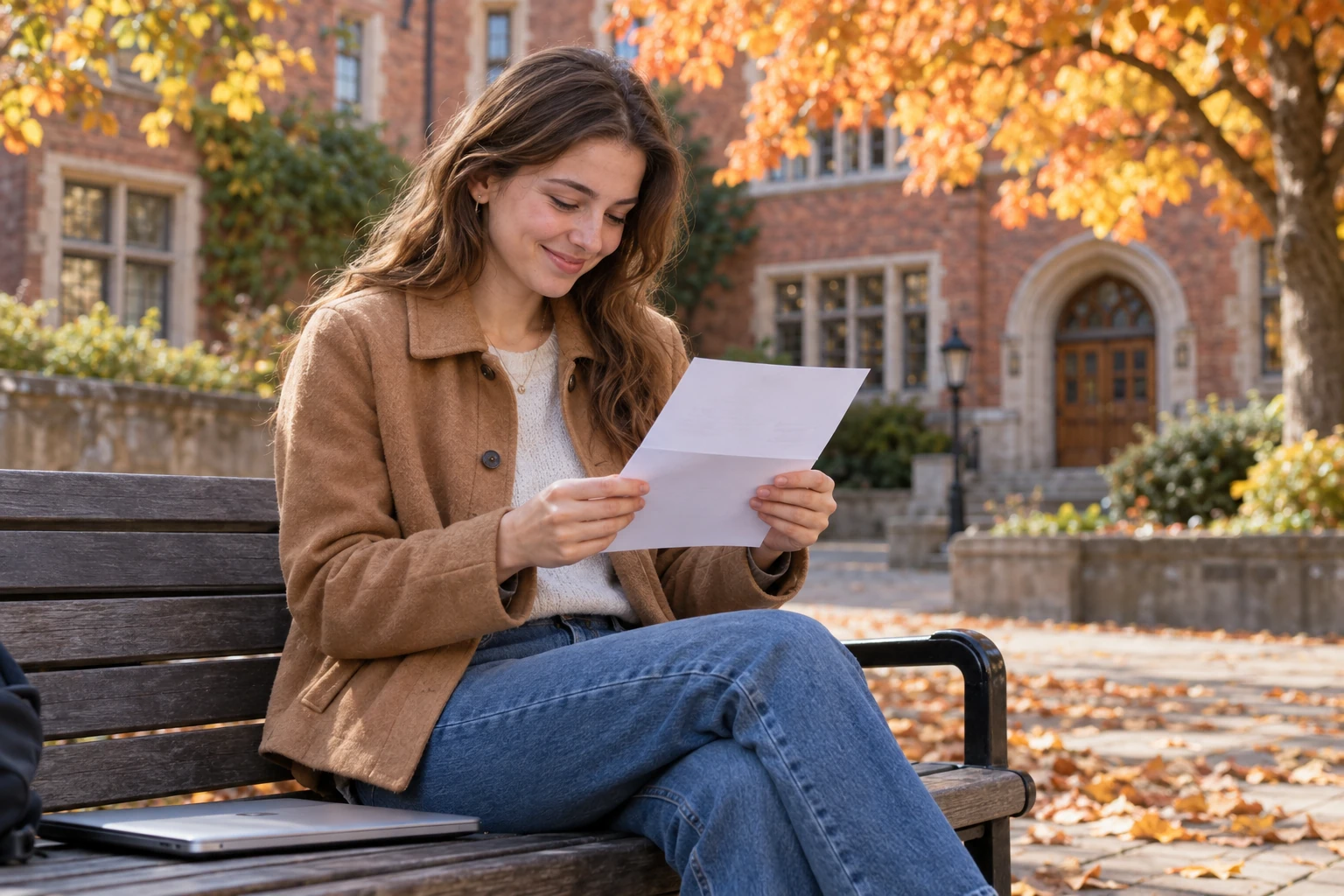 Student reviewing a university offer