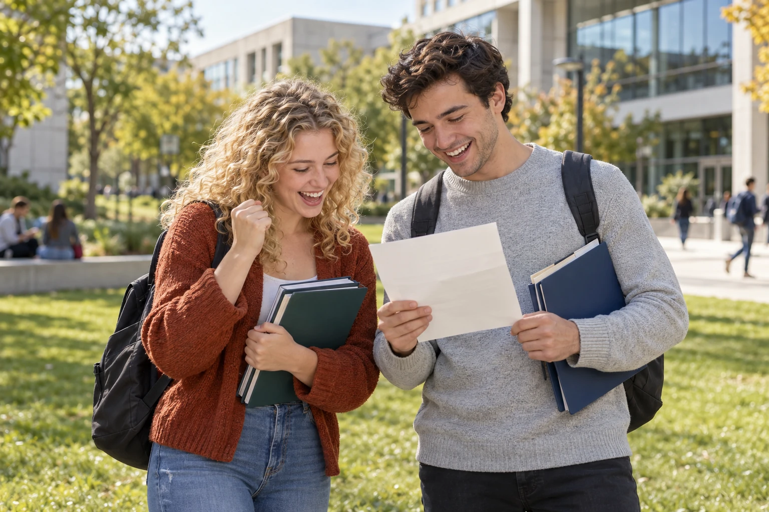 Students celebrating a scholarship award