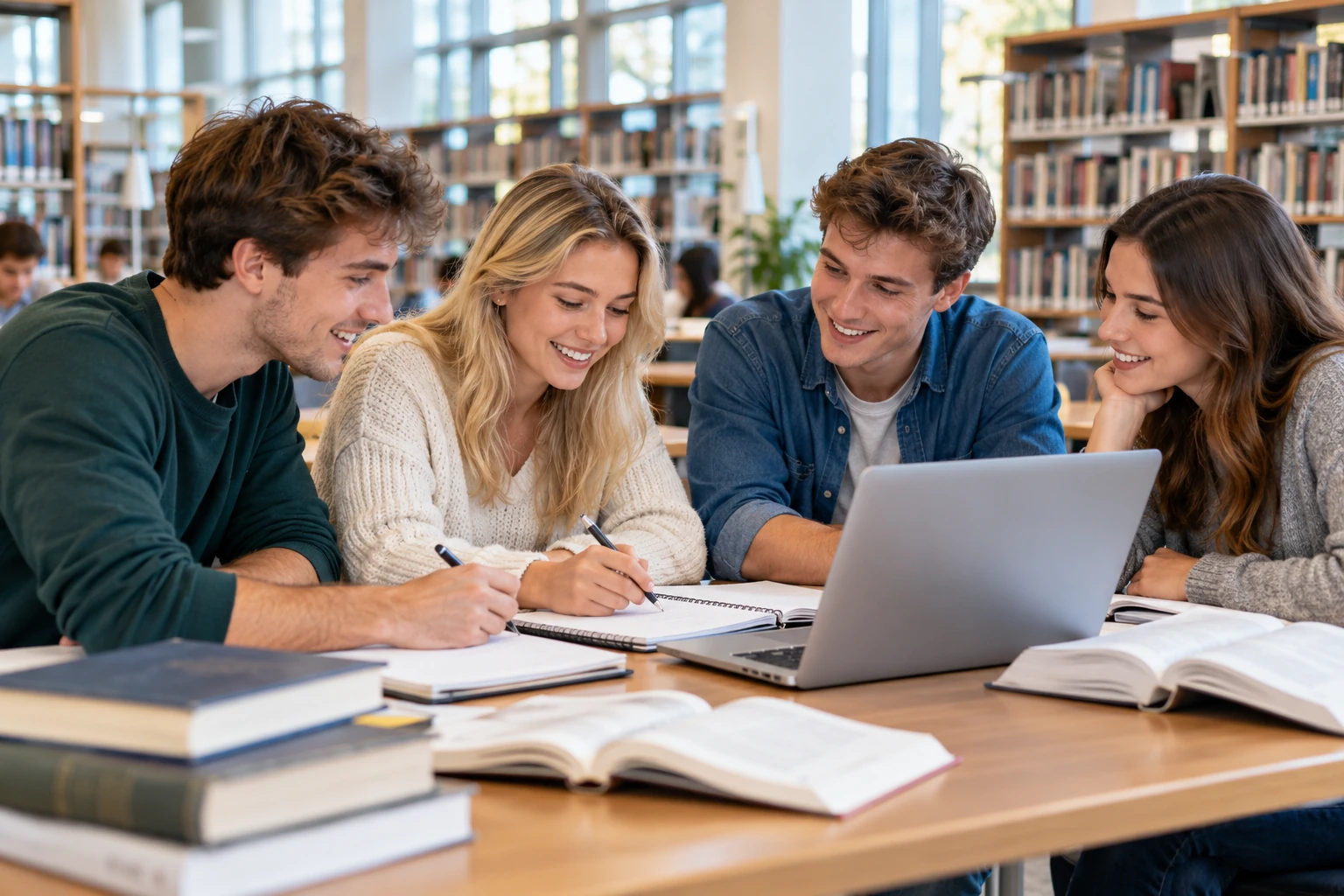 University study group in a library